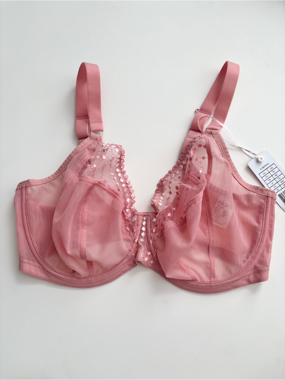 Elomi Bra NWT Matilda Rose Plunge Underwire No Padding EL8900 Pink US 34I